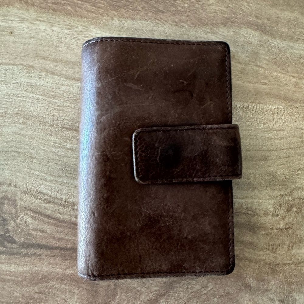 Genuine Leather Snap Wallet Card Holder Brown Leather unbranded